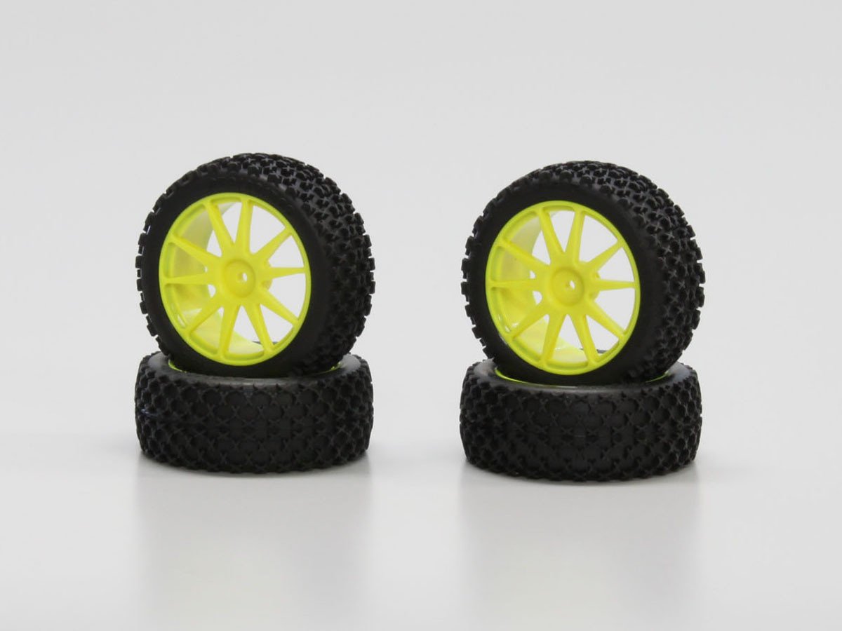 IHTH03Y X-Pattern Tire With Wheel(Yellow/Mini In IHTH03Y  - KYOSHO RC